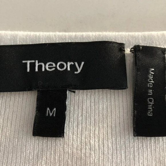 Theory Briselle Prosecco Sleeveless Crew Neck Asymetrical Knit Top White Sz M - Picture 10 of 12